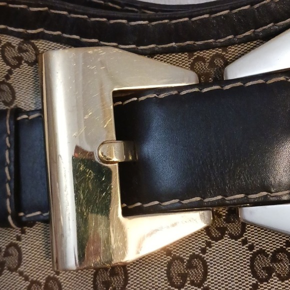 Gucci Tote Shoulder Bag Purse w LARGE GOLD BOW CC Monogram Canvas Vintage - Picture 12 of 17